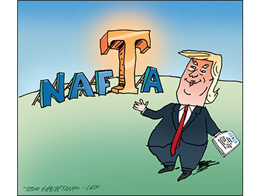 Trump touting his new NAFTA with a large golden T