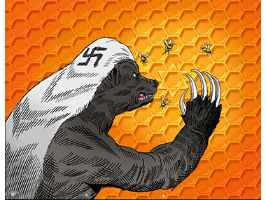 Nazi bear sees star of david in honeycomb