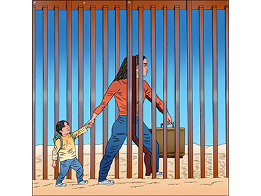 Migrant caravan sifts through the border wall