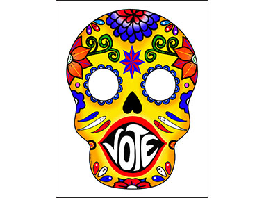 Day of dead mask says vote