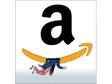 Uncle sam eaten by Amazon logo